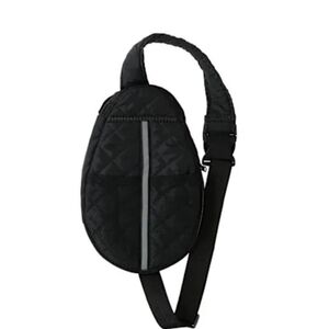 Pickleball Black Quilted Men's Crossbody Bag New